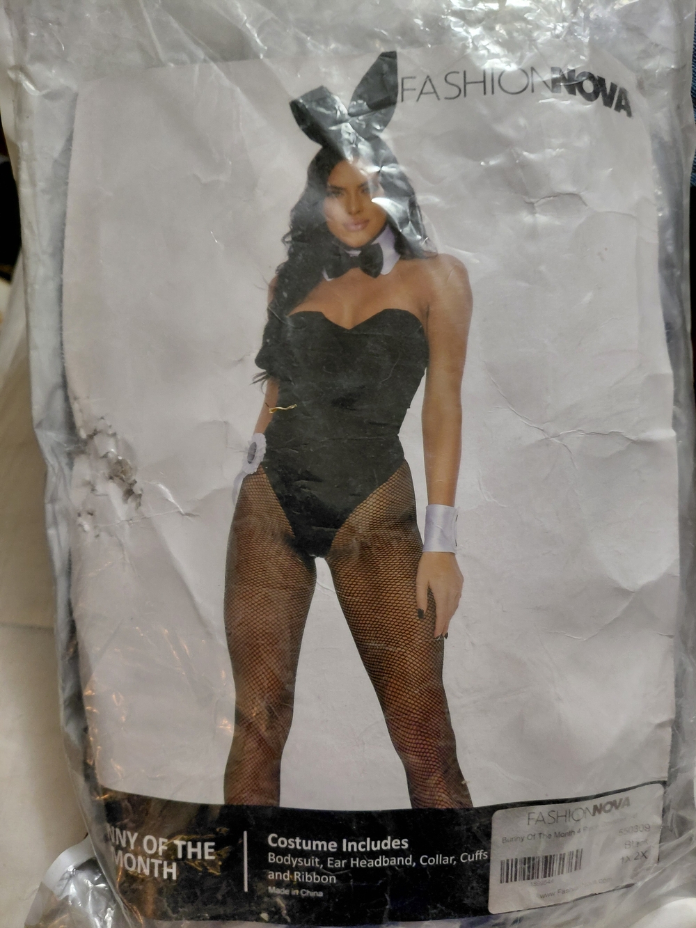Fashion Nova Women's Black Bunny Bodysuit Costume